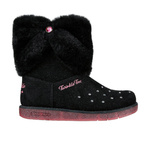 Buty zimowe dziewczęce Skechers GLITZY GLAM COZY CUDDLERS wysokie ocieplane buty z ekozamszu podświetlana podeszwa czarne (314851L-BLK)